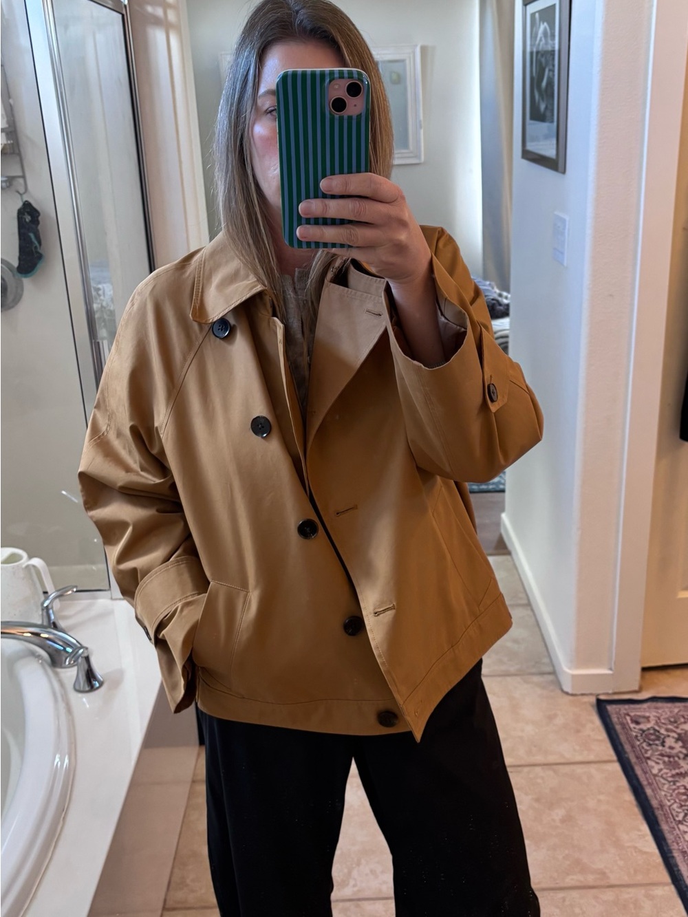 GAP Short Trench Jacket in Camel Brown